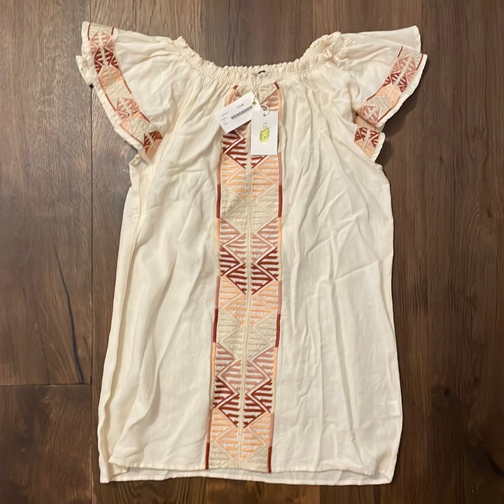 Embroidered off the shoulder dress, NWT